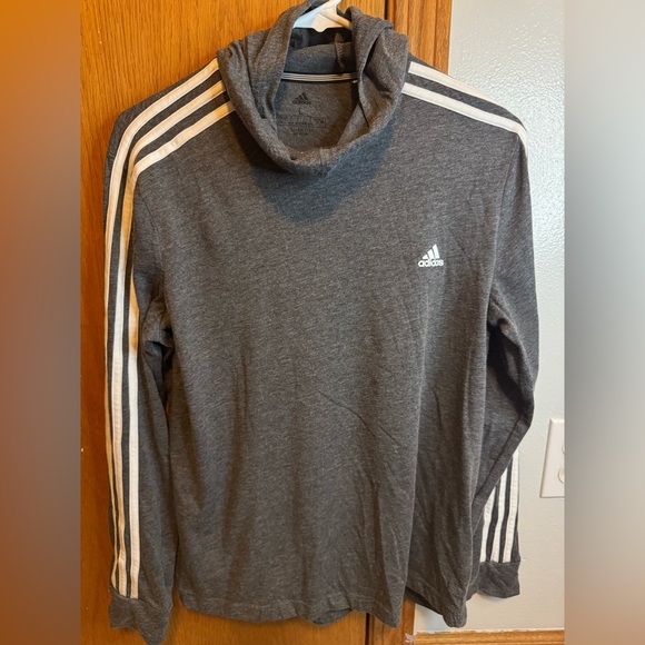 Adidas Cimalite grey hooded pullover size LARGE, white stripes in sleeve - Picture 1 of 6